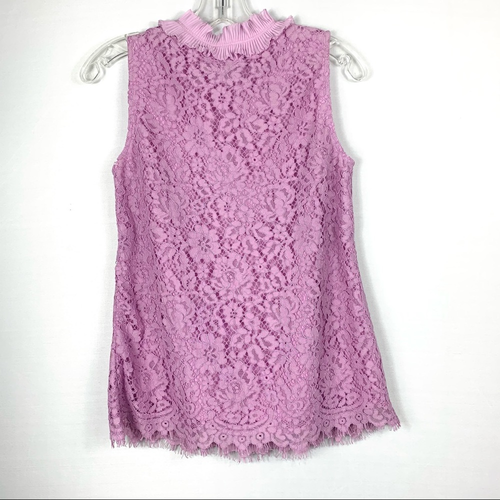 NWT J.Crew Lace Ruffle Neck Top In Vivid Lilac - Picture 3 of 5